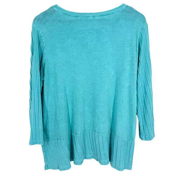 Jess & Jane Sz Medium Blue Yellow Wearable Art Unique Artsy Blouse Shirt Top - Picture 8 of 8